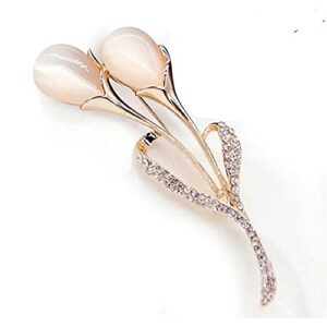 Guoshang Women Rose Gold Opal Calla Lily Brooch Pin Flower Opal Lapel Pin for Coats Jackets Sweaters Accessories,Gold,1 Pc